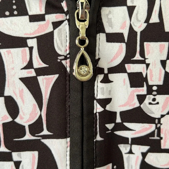 San Soleil SolCool Performance Quarter Zip Golf/Tennis Top Martini Print Size M - Picture 4 of 6